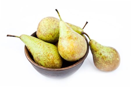 pears isolated over white backgroundの写真素材