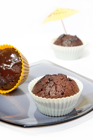 Chocolate Muffins on a plate の写真素材