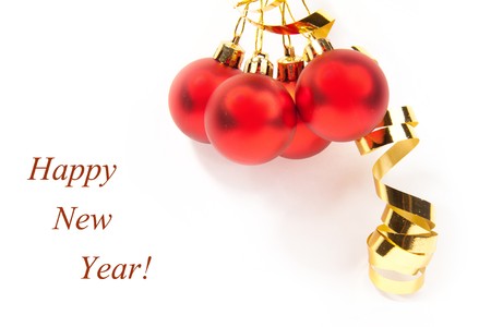Red christmas balls isolated on the white backgroundの写真素材