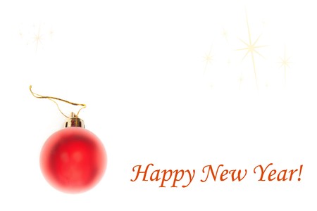Red christmas ball isolated on the white backgroundの写真素材