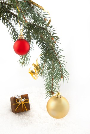Colorful christmas toys on the christmas treeの写真素材