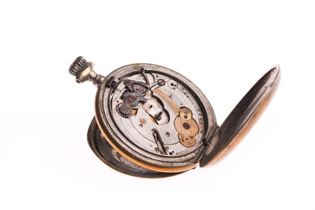 Old clock isolated over whiteの写真素材