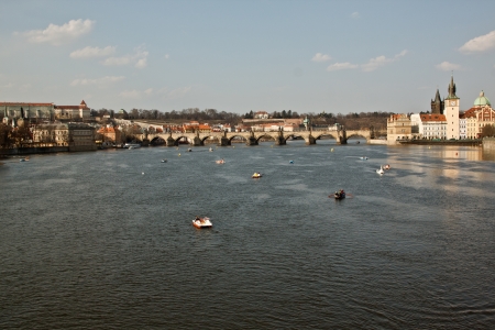 Charles bridge in Prague at winter days の写真素材