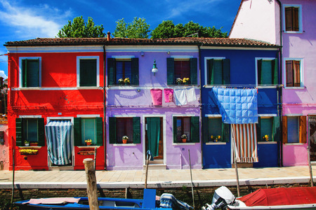 Colorful houses on Burano island, Venice, Italyのeditorial素材