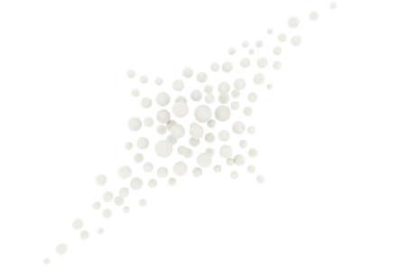 Monochrome Abstract background with spheres, balls and circles as star shape. Creative layout. Copy space, 3d renderの写真素材