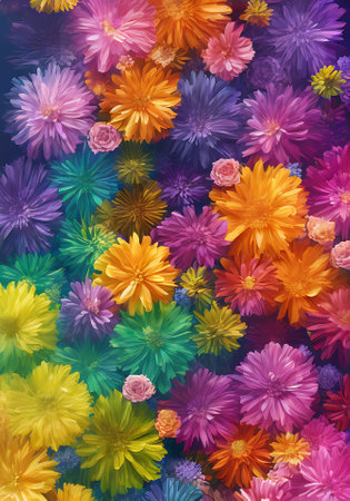 A vintage colored abstract background features an abundance of flowers casting deep shadows and offering a volumetric feel. Generative AI Generatedの素材