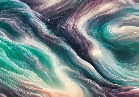 Flat abstract background of big paper waves with swirls in pastel tones and volumetric effects. Generative AI Generatedの素材