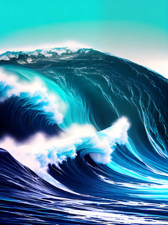 Realistic big wave background with pastel tones high contrast and abstract flat design made of plastic. Generative AI Generatedの素材