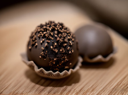 Cozy restaurant with realistic truffle decor warm lighting and neutral colors creating a highly detailed inviting atmosphere with no guests. Generative AI Generatedの素材