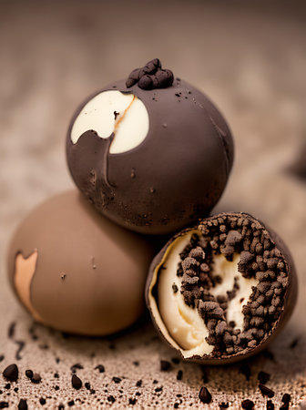 Cozy restaurant with warm lighting and highly detailed realistic trufflethemed decor. Neutral colors enhance the tranquil atmosphere in this empty establishment. Generative AI Generatedの素材