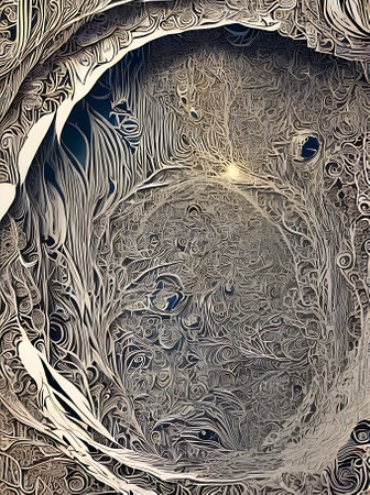 Abstract hightech futuristic steampunk background with leaves and pattern using a Pantone color palette. Realistic boards and chips add depth. Generative AI Generatedの素材