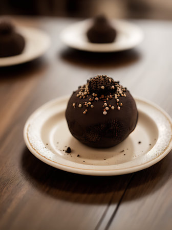 This restaurant has a cozy atmosphere with warm lighting and highly detailed decor. The neutral color palette is perfect for a realistic truffle experience. Generative AI Generatedの素材