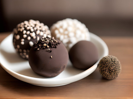 This restaurant has a cozy atmosphere with warm lighting and highly detailed decor. The neutral color palette is perfect for a realistic truffle experience. Generative AI Generatedの素材