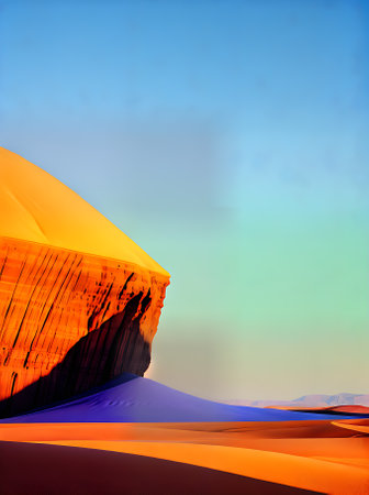 Neutral toned watercolour depicting a spring scene in the desert. Generative AI Generatedの素材