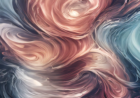 Smooth and wide swirl with wavelike big flower in matte rose gold. Flat and comes in different sizes with duotone color palette. Generative AI Generatedの素材