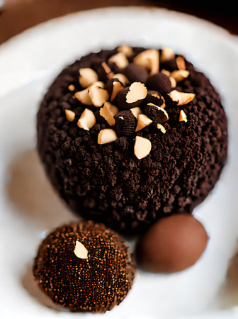 Realistic truffleinspired restaurant with warm lighting neutral colors cozy atmosphere and highly detailed decor. No guests present. Generative AI Generatedの素材