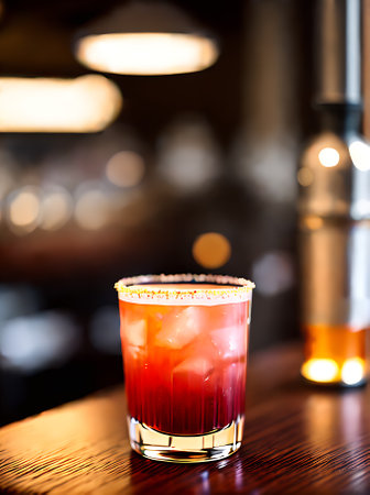 Realistic cocktail neutral colors warm lighting highly detailed cozy atmosphere restaurant no one long shot. Generative AI Generatedの素材