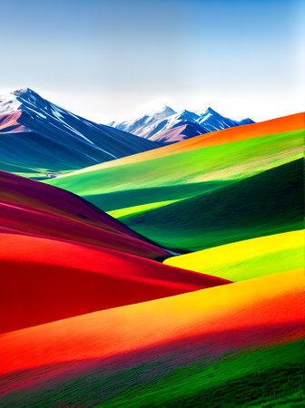 Mountains spring watercolour neutral colors a picturesque blend of natures beauty and artistic expression. Generative AI Generatedの素材