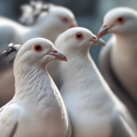 Realistic white wedding pigeons captured with sharp focus stunning detail and superior quality in HDR UHD K and K resolution. Generative AI Generatedの素材