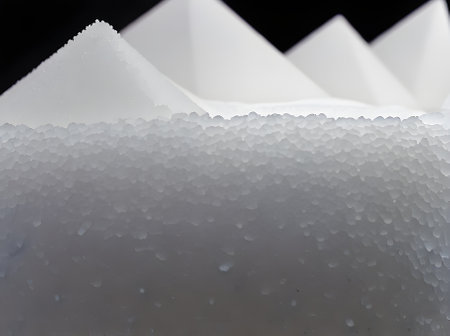 realistic grains of salt on black background extreme closeup with sharp focus. Generative AI Generatedの素材