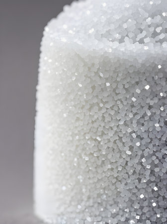 realistic grains of salt on black background extreme closeup with sharp focus. Generative AI Generatedの素材