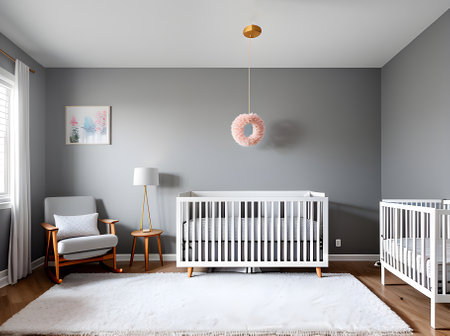 ultrarealistic interior design for a baby girls room medium shot hyper Generative AI Generatedの素材