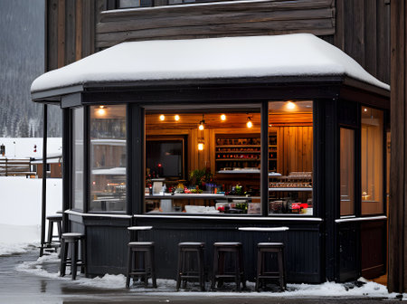 ultra realistic restaurant with medium shot hyper and highly detailed Generative AI Generatedの素材