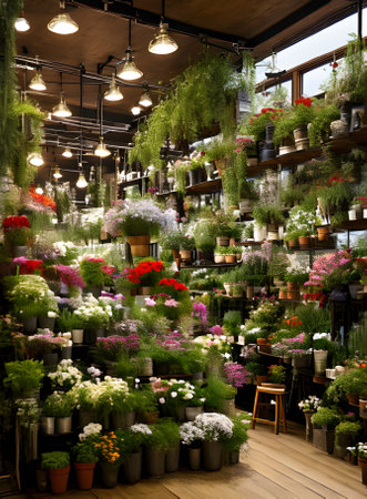 florist shop has a cozy interior design. Generative AI Generatedの素材