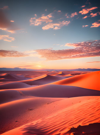 Flat desert winter pastel tones cinematic sunset Generative AI Generatedの素材