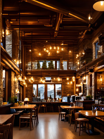 Cozy coffee shop with inviting interior design Generative AI Generatedの素材