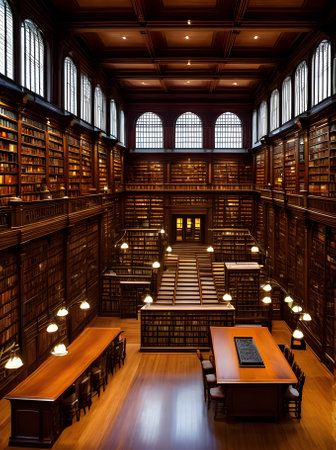 warm and inviting ambience in library design Generative AI Generatedの素材