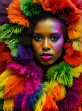 Halloween closeup with rainbow tones. Generative AI Generatedの素材