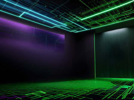 hightech financial background cryptocurrency futuristic neon matrix Generative AI Generatedの素材