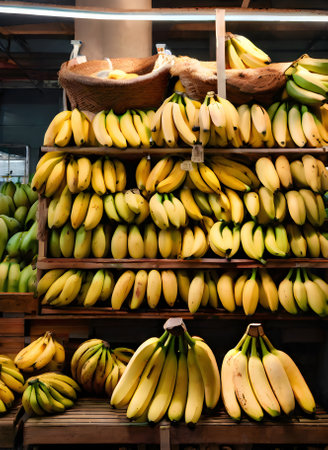 Hyper realistic bananas in extreme long shot neutral color palette warm l Generative AI Generatedの素材