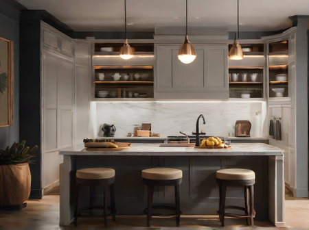 Hyper realistic bananas long shot neutral palette warm lighting cozy at Generative AI Generatedの素材