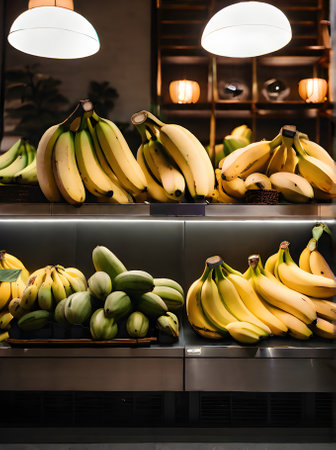 Hyper realistic bananas medium shot neutral colors warm lighting cozy a Generative AI Generatedの素材