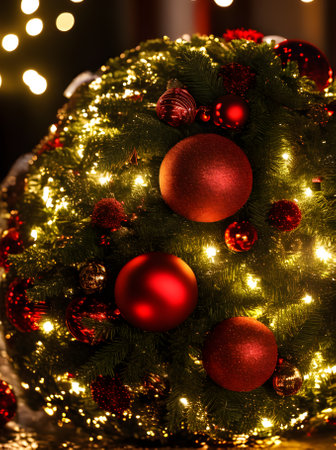 Detailed cozy Christmas ball: HD cinematic rich colors high dynamic range Generative AI Generatedの素材