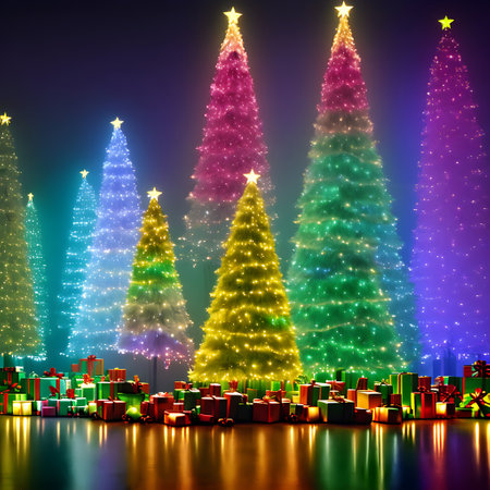 Xmas watercolor duotone shades Generative AI Generatedの素材