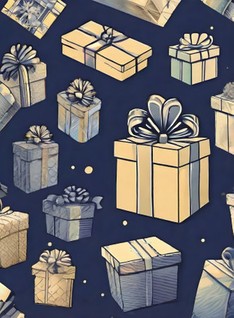 gifts flat background painted with duotone colors. Generative AI Generatedの素材