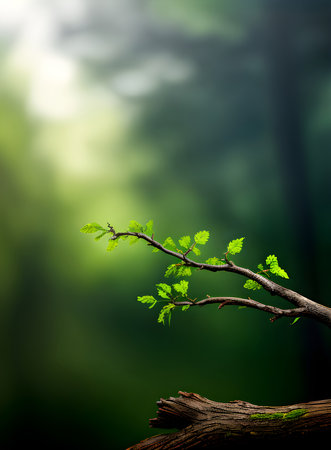 fir branch painted bg volumetric Kodachrome colors Generative AI Generatedの素材
