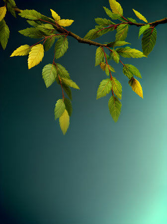 fir branch painted bg volumetric Kodachrome colors Generative AI Generatedの素材