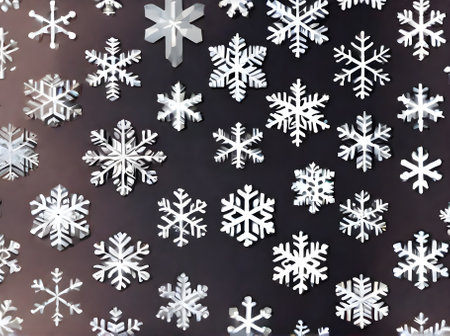 Snowflakes on flat neutral painted background. Generative AI Generatedの素材
