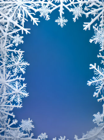 snowflakes on painted background papercut style duotone colors Generative AI Generatedの素材
