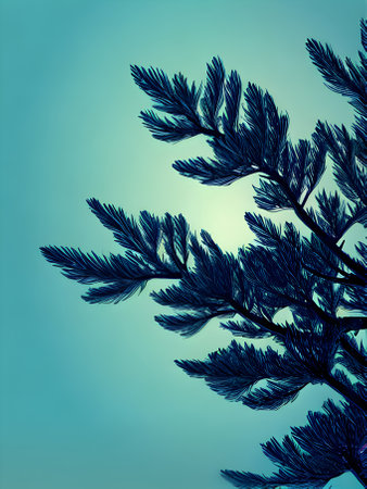 fir branch painted background papercut style duotone color palette Generative AI Generatedの素材