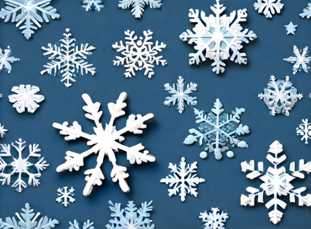 3D snowflakes on painted bg with Pantone colors Generative AI Generatedの素材
