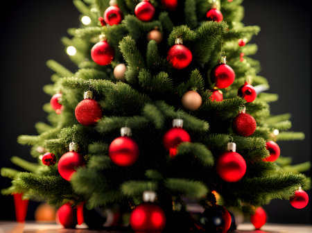 Xmas tree painted bg knolling papercut style duotone colors. Generative AI Generatedの素材