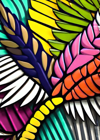 3D painted fir branch on vintage color palette background with shadows. Generative AI Generatedの素材