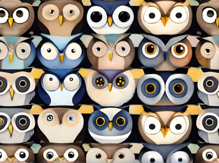 owls on painted background knolling watercolour neutral colors Generative AI Generatedの素材