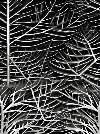 Fir branch on flat painted background with duotone color palette. Generative AI Generatedの素材