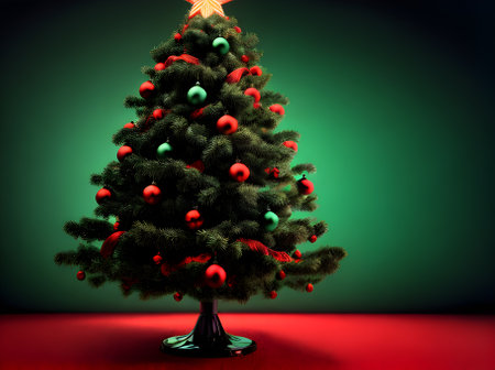 Xmas tree background knolling volumetric duotone colors Generative AI Generatedの素材
